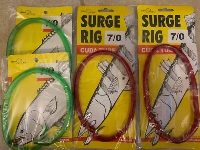 JEROS 4 Lure Lot 7/0 Cuda Surge Tube Eel Rigs Barracuda Trolling Kayak Fishing