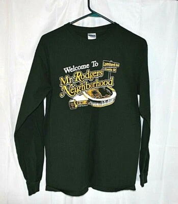 Camiseta mediana Green Bay Packers Aaron Rodgers Welcome To Mr. Rodgers Neighborhood Foto 1 de 4