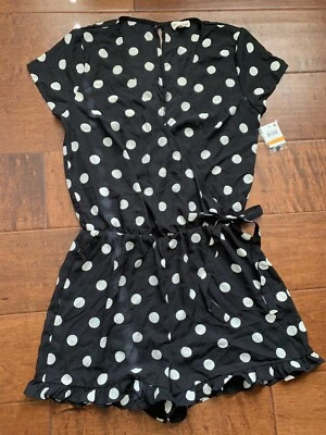 Mameluco Maison Jules para mujer con sobreplice de lunares ~ combo negro ~ S ~ nuevo con etiquetas Foto 1 de 2