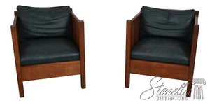 66885: Pair STICKLEY Mission Style Cherry Cube Chairs - Picture 1 of 23