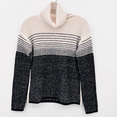 Suéter de cuello alto de lana merino a rayas marfil y negro talla XXS para mujer ATHLETA Foto 1 de 4