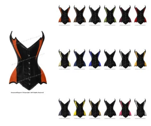 Heavy Duty 26 Double Steel Boned Waist Training Leather Overbust Corset #8718-LE - Picture 1 of 47