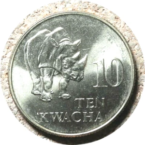 elf Zambia 10 Kwacha 1992  Rhino - Picture 1 of 2