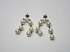 Pearl Ivory Ball Drop Earrings Silver Color Dangle Jewelry One Pair 