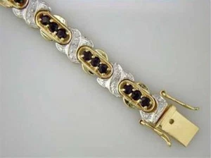 SAPPHIRE & DIAMOND ACCENTS TENNIS BRACELET - Picture 1 of 1