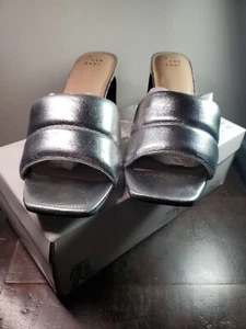 A New Day Women's Metallic Silver Lilah Heeled Open-Toe Sandals Size 8.5 New Box - Picture 1 of 7