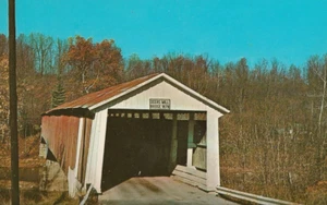 INDIANA ÜBERDACHTE BRÜCKE POSTKARTE HIRSCHMÜHLE BRÜCKE ÜBER SUGAR CREEK SHADES STATE - Bild 1 von 2