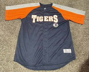 Dynasty Blue Orange Detroit Tigers Button Front Baseball Jersey Sz. Mens XL Sewn - Picture 1 of 3