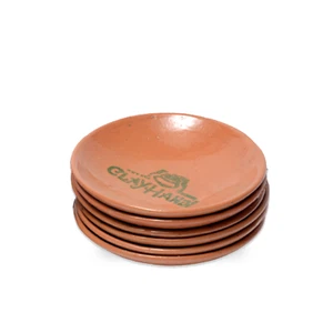 Set of 6 Handmade Clay Saucers with Glazed Finish for Tea Serving - Picture 1 of 6