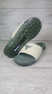 Under Armour - Project Rock Slides Mens Size 8 3025237-200 Green/Biege New - Picture 1 of 12