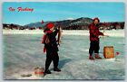 Postcard Ice Fishing Maine Vacationland U117