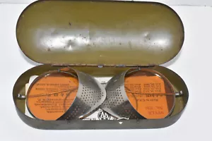 Vintage Willson Steampunk Orange Aviator Motorcycle Goggles Style N86 in Case - Picture 1 of 8