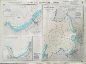 Mapa de pared náutica marina del Almirantazgo 1197 PLANES EN LA COSTA OESTE DE ÁFRICA - Imagen 1 de 11