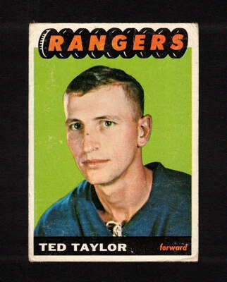1965-66 TED TAYLOR #95 ROOKIE Topps * NY Rangers Star Vintage NHL Hockey Card RC - Image 1 of 2
