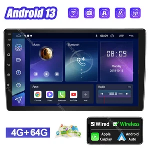 4+64GB 2DIN Android 13 Car Stereo Radio 10.1" Touch Screen GPS Navi WiFi CarPlay - Picture 1 of 11