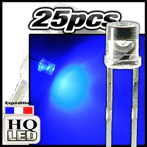 273B/25# giga bright LED cylindrique 3mm bleu 25pcs - flat top LED 3mm - Imagen 1 de 1
