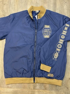 Star Wars Galaxy коробка Sabacc лиги Bomber куртка мужская средний синий золото новый с Ярлыками - Изображение 1 из 4