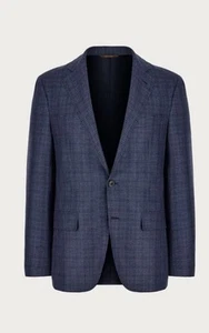 Ermenegildo Zegna Blazer - Cashmere Silk And Linen Blue With White And Burgundy - Picture 1 of 15
