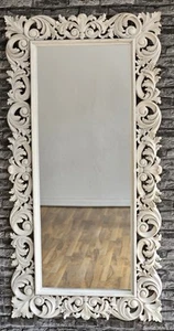 Spiegel Wandpiegel Weiß Holzspiegel Handarbeit Massivholz - Bild 1 von 9