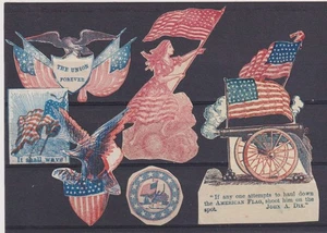 E4855: (7) 1860's Civil War Patriotic Covers Clipped Vignettes - Picture 1 of 1