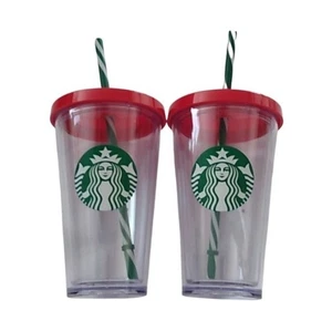 Starbucks Cold Cups 16 oz, juego de 2 con tapas + pajitas - Imagen 1 de 3
