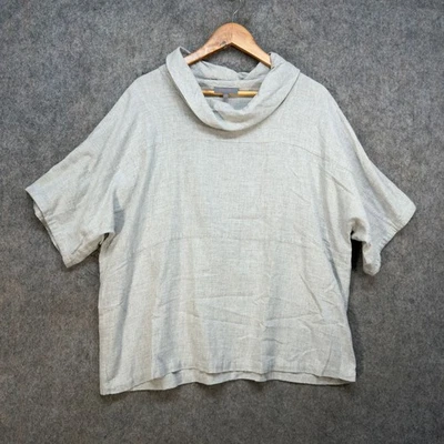 Sahara Top Womens Size UK 10-14 Grey Cotton Wool Blend Tunic Cowl Neck Lagenlook - Image 1 of 4