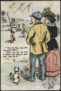 Unknown - 'Early New Zealand Golf Cartoon' (1906) - Used Postcard - Picture 1 of 2