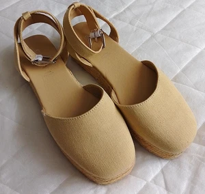 New Schuh Espadrilles Natural Canvas Platform Shoes UK 6 Holiday Festival - Picture 1 of 4