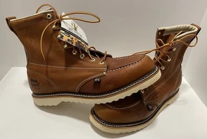 WORK N SPORT Men Size 12 D Brown Leather Soft Toe Wedge Work Boots USA Made NEW - Picture 1 of 21