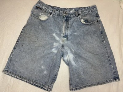 Vintage Calvin Klein Jean Shorts Size 38 Faded Distressed Light Wash Made in USA - Image 1 of 4