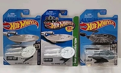 Hot Wheels Lot Of 3 Star Trek, 2 U.S.S. Enterprise NCC-1701, 1 U.S.S. Vengeance - Image 1 of 4
