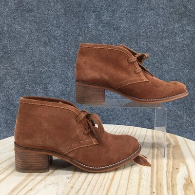 Diba Boots Womens 8 Casual Desert Block Heels Ankle Bootie Brown Suede Lace Up - Image 1 of 4