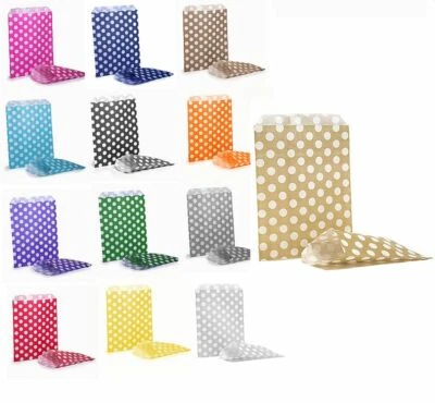 Polka Dot Paper Bags 7" x 9" 18cm x 23cm Various Colours