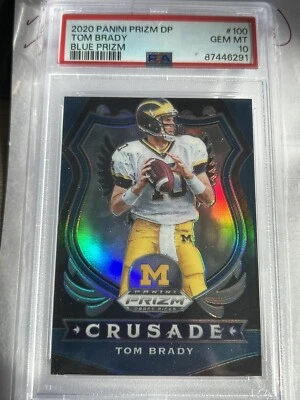 2020 Prizm Draft Football Tom Brady Crusade Blue Prism Card! PSA 10 #100 - Image 1 of 2
