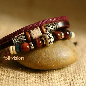9 PIEZAS PULSERA DE CUERO CÁÑAMO TRIBAL SURFISTA HECHA A MANO AL POR MAYOR LB162 - Imagen 1 de 2