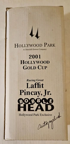 Autographed Laffit Pincay Jr Bobblehead 2001 Hollywood Park Gold Cup NIB Cover