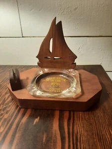  Charlie Collins Hi-Tide Motel Panama City Beach Fla Ashtray With Wooden Holder  - Picture 1 of 10