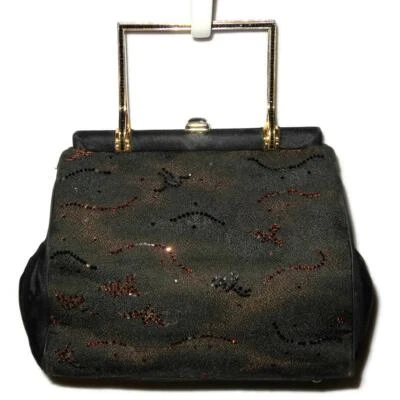 Bolso de mano o bolso de mano vintage Judith Leiber con cuentas negro naranja con cuentas negras Foto 1 de 4