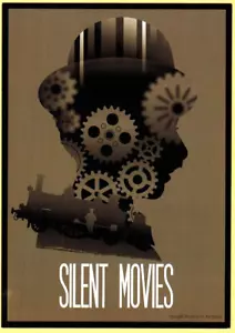 Russian card Advertisement to SILENT MOVIES program featuring old comedies - Picture 1 of 2
