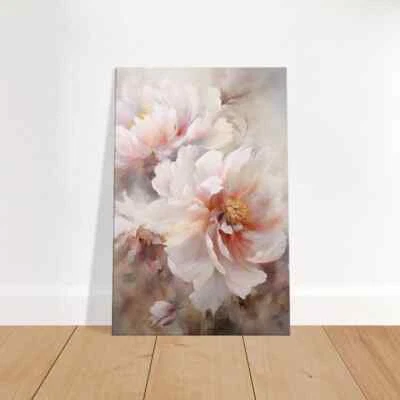Peony Flowers Elegant Botanical Vintage Paint Wall Art Canvas Unframed Print Art - Image 1 of 4