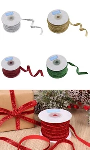 Christmas Glitter Velvet Ribbon - 10mm Trimits Sparkly Gifts Crafts Glitter - Picture 1 of 9