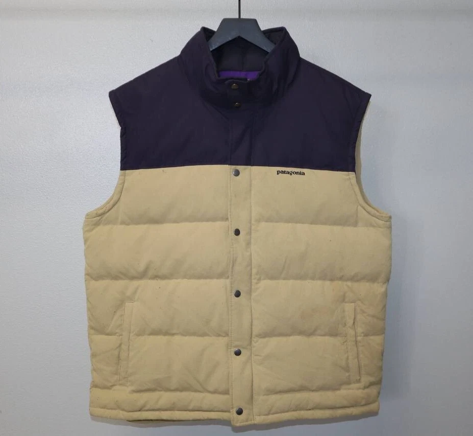 Patagonia Bivy 羽绒背心 XL 棕褐色紫色鹅绒双色户外保暖 — 第 1/4 张图片