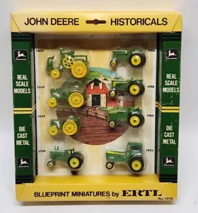 John Deere Historical Tractor Set Blueprint Miniatures Shadow Box By Ertl 1/64 - Picture 1 of 16