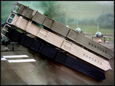 20mm 1pc Canvas WWII Design Army nato RAF Pilot Military watchband IW SUISSE usa - Image 1 of 4