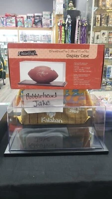 NIB CLEAR ACRYLIC DISPLAY CASE FOOTBALL BLACK BASE NEW 15 3/8 x 6 7/8 x 7 3/8 IN - Image 1 of 4
