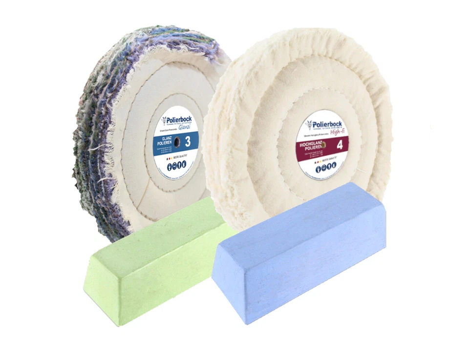 Universal polishing set 4 pcs Ø200 mm polishing wheels, polishing pastes, metal polishing - Image 1 of 1