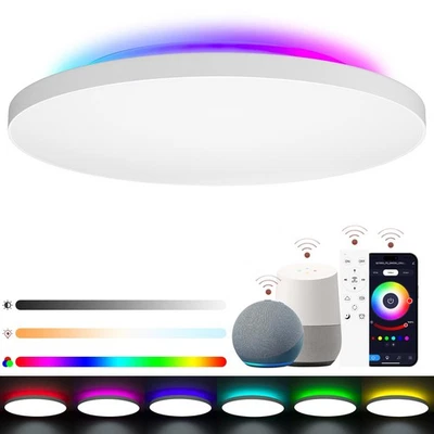 Plafonnier LED Dimmable 24W 2400lm Luminaire Plafonnier avec RGB Rétroéclaira... - Photo 1/4