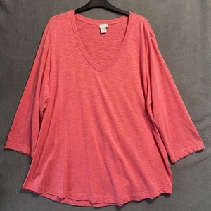 Chicos Slub Strick Top Gr. 4 US 2XL koralle rosa langarm leicht Freizeit - Bild 1 von 6