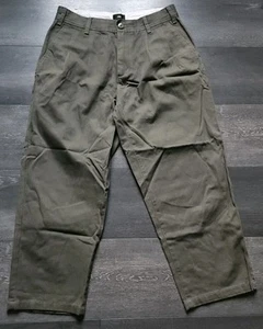 Obey Pleated Chino Pant Adult 30x25 Green Herringbone Twill Baggy Skater Hipster - Picture 1 of 14