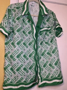 Casablanca Tennis Club Button Down Bend Fabric Short Sleeves Sz XL - Picture 1 of 6